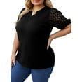 thumbnail image 4 of Cueply Women's Plus Size Tops Summer Short Sleeve Dressy Casual Blouse Shirts Waffle Knit Lace, 4 of 6