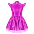 thumbnail image 4 of iiniim Girls Metallic Alien Mock Neck Flying Sleeve Ruffled Tutu Dress for Space Theme Party Cosplay Hot Pink 12, 4 of 7