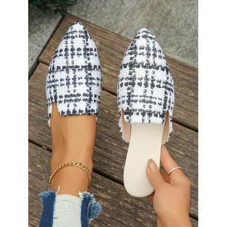 

ASWMXR Women Point Toe Bow Decor Flat Mules Fashion Outdoor Faux Suede Flats