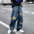 thumbnail image 3 of Pantalones con agujeros rotos para hombre, pantalones vaqueros anchos de estilo hip hop para hombre, pantalones vaqueros rotos, sueltos y rasgados, ropa de otoño, estilo coreano con estilo, 3 of 5