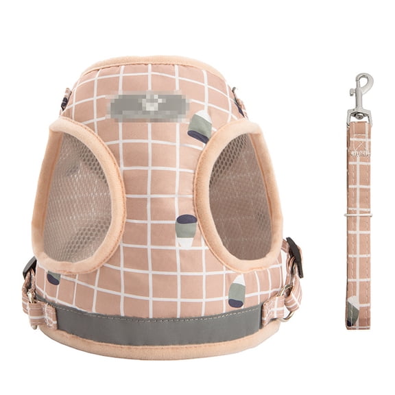 Small Dog Harness and Leash Set Reflective Mesh Dog Vest Harness Extra Small Pink Checkered Plaid Harness for Small Dogs Puppy Walking Harness and Leash Set for Small Puppies
