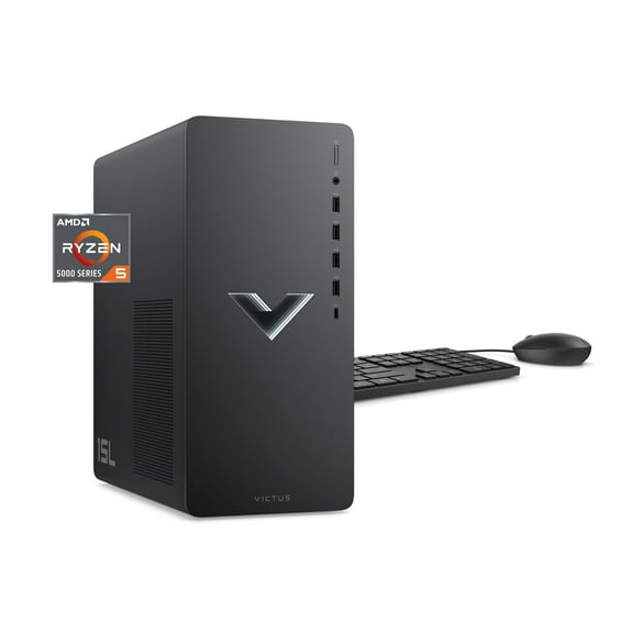 HP Victus 15L Gaming Desktop PC, AMD Ryzen 5 5600G, AMD RX6400, 16GB RAM, 512GB SSD, Mica Silver, Windows 11 Home