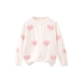 thumbnail image 2 of NAISIBABY Girls Cardigan Sweaters, Heart Pattern Long Sleeve Warm Knit Double Layer Cotton Thread Sweater White 7T, 2 of 7