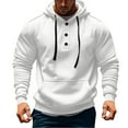 thumbnail image 2 of Lorytime Men's Hoodies Oversized Solid Sweatshirt Buttom Long Sleeve Drawstring Pullover with Pocket Tops White S, 2 of 5