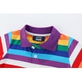 thumbnail image 3 of LittleSpring Little Boys Polo Shirts Short Sleeve Rainbow Striped Summer Tops Size 7-8, 3 of 6