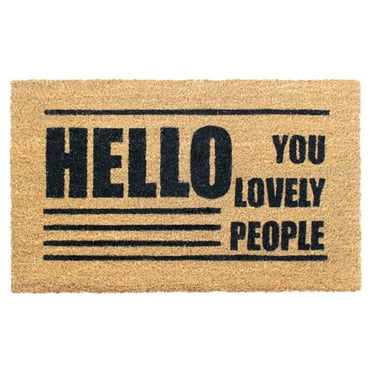Rugsmith Black Machine Tufted Hello, You Lovely People Doormat, 18" x 30"