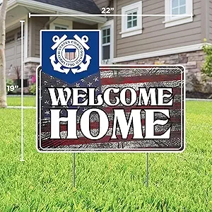 Welcome Home U.S. Coast Gaurd Lawn SIgn (19" x 22") - Officially Licensed Product