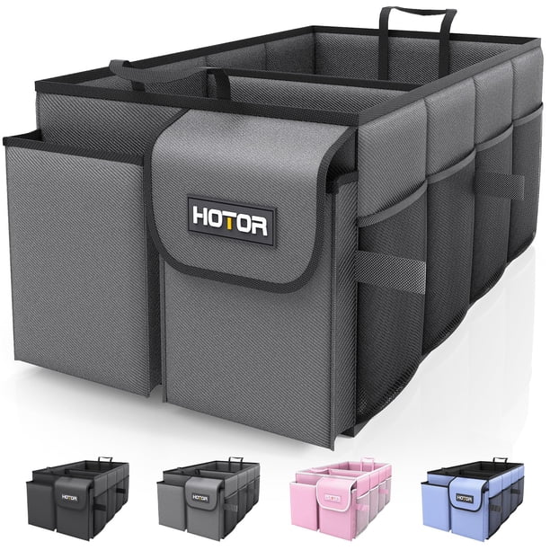 Organizador de maletero HOTOR para coche plegable con 2 compartimentos, color gris