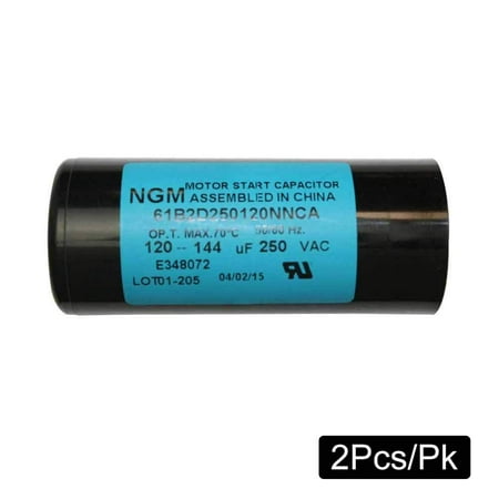 

Superior Electric CMC7010-2PK 120-144 MFD +/-5% 50Hz/60Hz AC 250V Cylinder Motor Starting Capacitor (CD60)