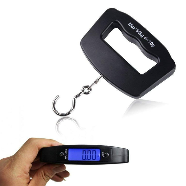 Fishing Scale Luggage Weighing Scale Digital Electronic Balance Backlit LCD  Display Scales with Hanging Hook,50 Killogram / 110 lb - Big Handle