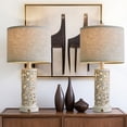 thumbnail image 6 of Oneach Farmhouse 3 Way Dimmable Wash White Table Lamp Set of 2 for Living Room Bedroom 22" Retro Bedside Nightstands Lamps with 2 USB Ports(2 Bulbs Included), 6 of 10