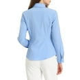 thumbnail image 3 of Unique Bargains Women's Office Shirt Button Down Work Ruched Waist Long Sleeve Tops Light Blue XS, 3 of 5