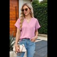 thumbnail image 4 of Camisas de Corta para Mujer, Cuello en V, Cuello Abotonado, Blusas Rosas Talla S, 4 of 9