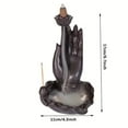 thumbnail image 5 of 1pc Ceramic Buddha Hand Backflow Incense Burner, Lotus Fish Home Decor (Without Incense), 5 of 6