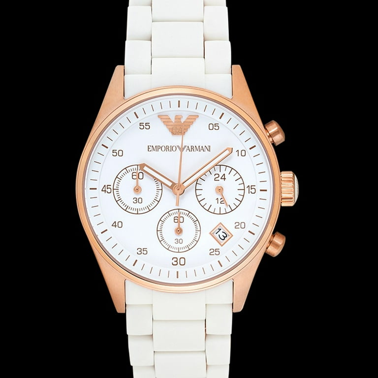 特価!EMPORIO ARMANI Sportivo White Dial Watch AR5920 Emporio Armani Sportivo Women's Watch, White Silicone Strap