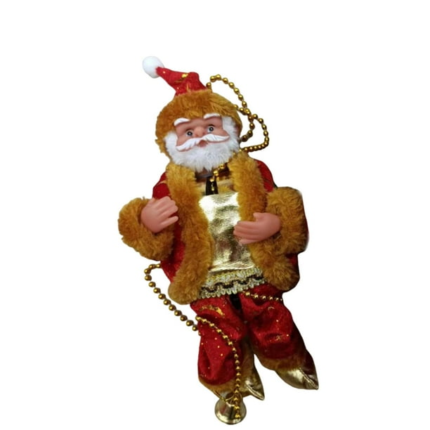 Papá Noel trepador con cuentas, Papá Noel eléctrico con cuerda, decoración musical colgante Rojo