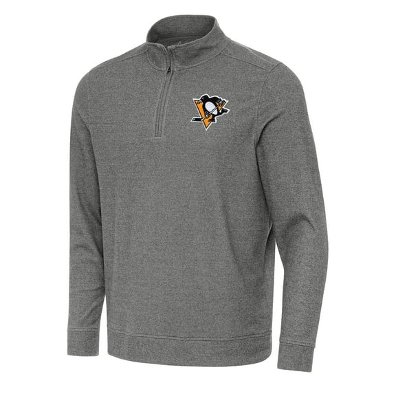 Men's Antigua Heather Black Pittsburgh Penguins Subtle Quarter-Zip Sweatshirt
