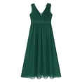 thumbnail image 5 of Yartina Kids Girls Chiffon Dress Ruched Junior Bridesmaid Dress A Line Swing Maxi Formal Pageant Prom Army Green 6, 5 of 7