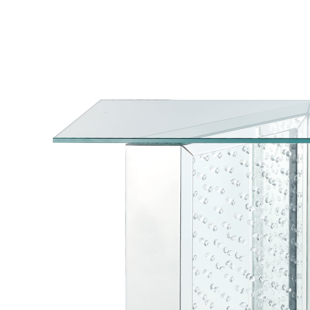 Acme Nysa Console Table Mirrored & Faux Crystals