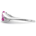 thumbnail image 3 of Solid 14k White Gold Created Pink Sapphire and Diamond Heart Ring - Ring Size 7.0, 3 of 8