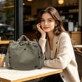 thumbnail image 6 of Large Capacity Drawstring Tote Bag Japanese Style Shoulder Crossbody Bag, Spacious Storage Secure Closure Quick Access Organizer, For Work Travel Shopping Commute Daily Use, 6 of 6