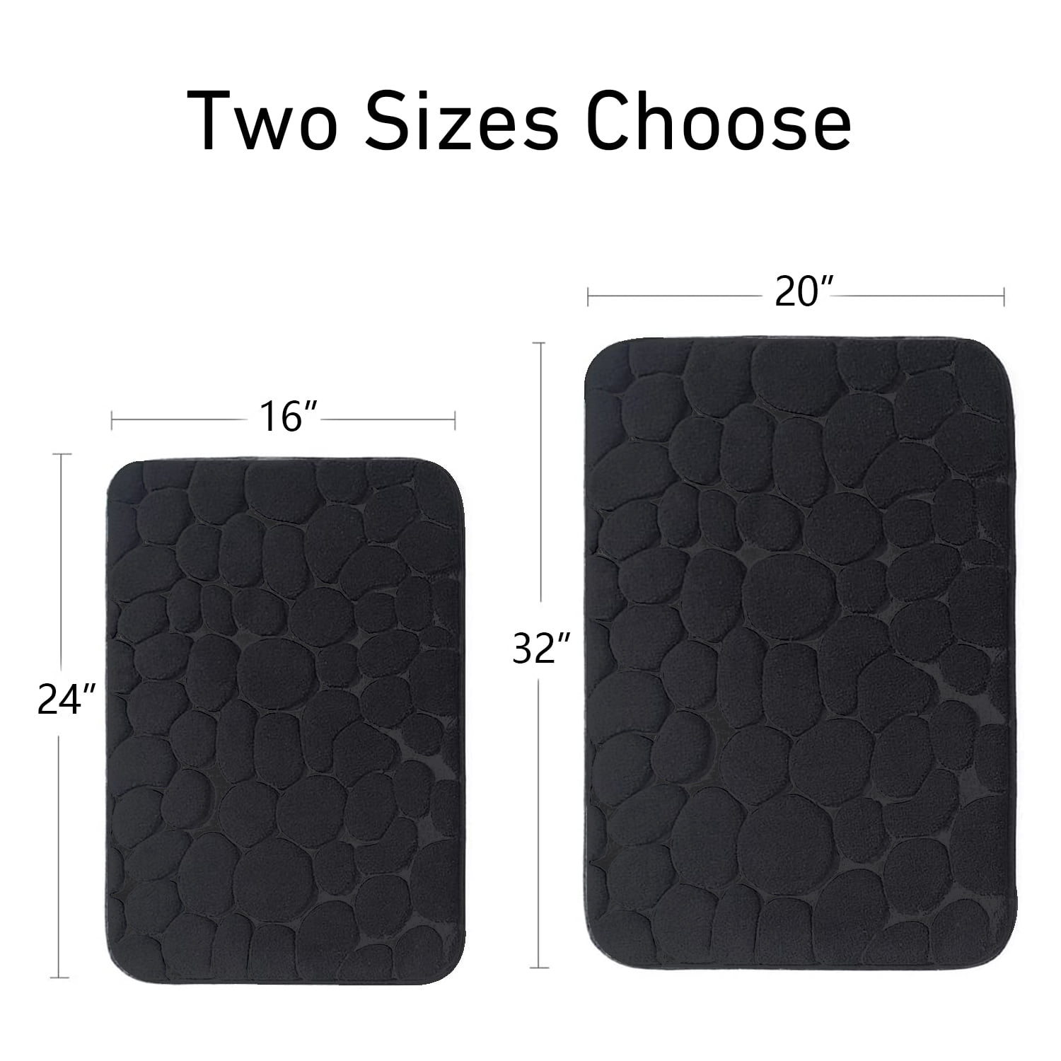 Stcomart Anti Slips Bath Mat, Soft Absorbent Bathroom Rug, 20"x32", Black