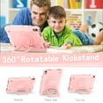 thumbnail image 3 of Elehold Kids Rugged Table Case for iPad 10th Generation 2022 10.9 inch, Made of PC Heavy Duty and Soft TPU with 360 Rotating Ring Stand-Shoulder Strap Handle Crossbody Rugged Silicone Protection,Pink, 3 of 8