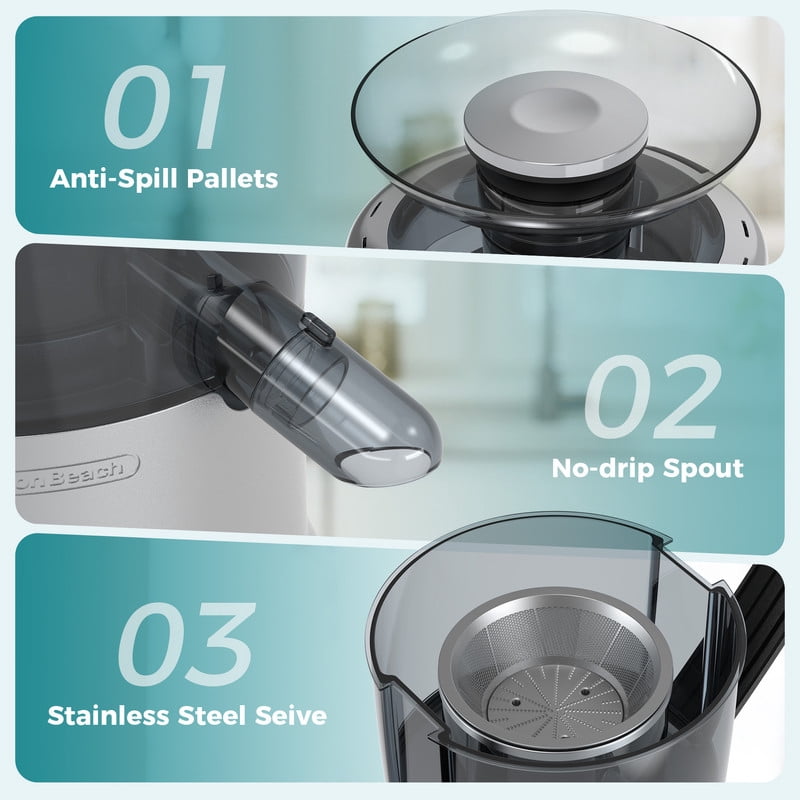 Gianna Centrifugal Juicer Machines, 500W Juice Extractor with 2" Feed Chute and Pallet for Vegetable and Fruit, Electric Juicer with 3 Speed Quick Juicing, Easy to Clean, BPA-Free