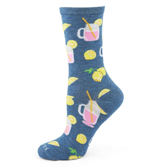 MeMoi Pink Lemonade Bamboo Blend Crew Sock - Womens - Female, 9-11, Denim Heather