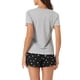 thumbnail image 3 of Conjunto de pijama de camiseta de manga corta a cuadros para mujer con pantalones cortos S gris, 3 of 5