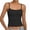 Black, variant on Women's Padded Square Neck Crop Tank Top, Adjustable Spaghetti Strap Built-in Bra Cami for Summer Layering Casual Wear