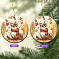 thumbnail image 2 of Welcome Fall Siamese Enjoys School Time Autumn Fall Leaves Ceramic Round Ornament Cat Lover Kitten Owner Gifts Home Tree Decor - 02013, 2 of 5