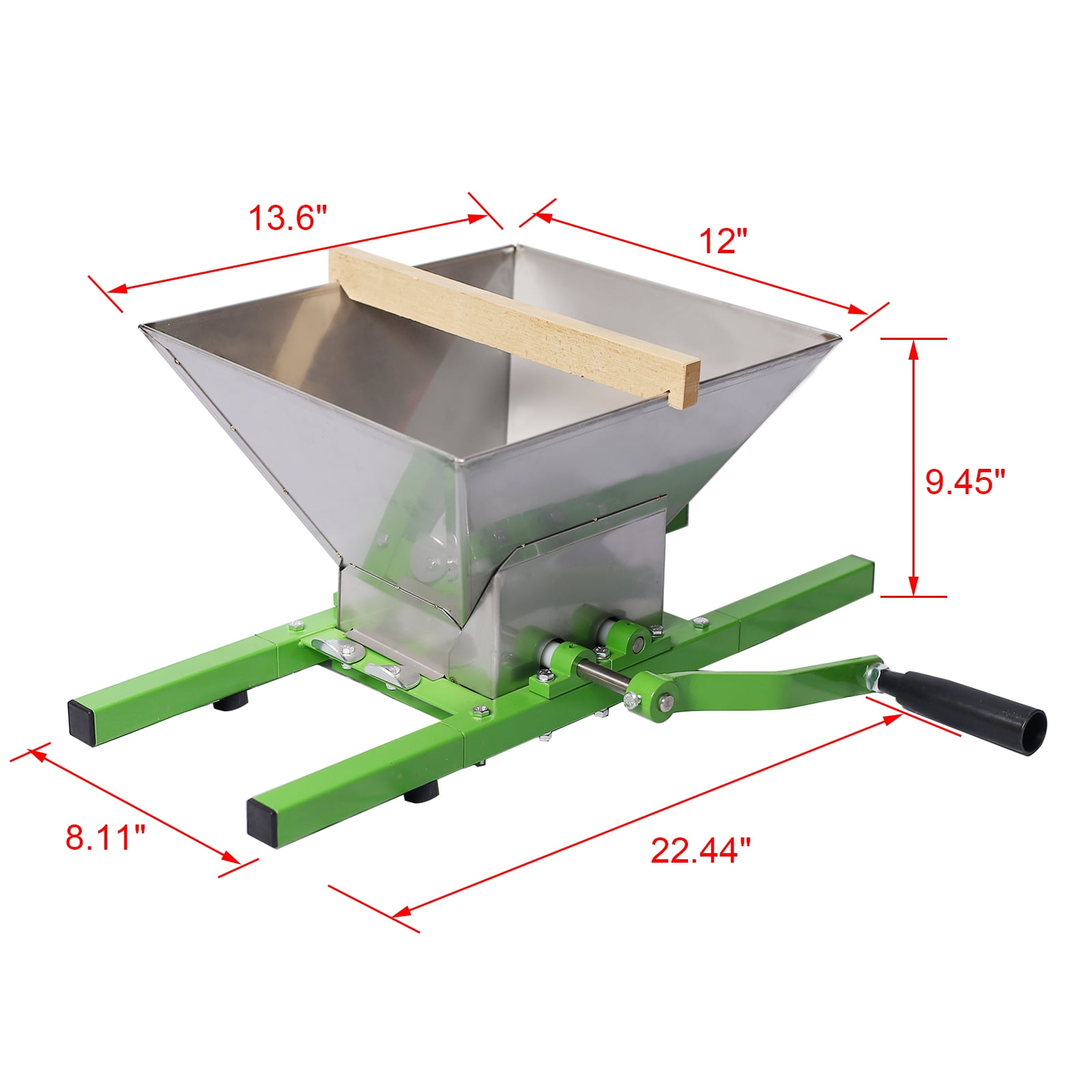 Fruit Crusher, 7 L/1.8 Gallon Manual Juicer Grinder, Heavy Duty Stainless Steel Manual Fruits Vegetables Berries Grape Crusher Grinder, Portable Fruit Scratter Pulper for Wine and Cider Pressing