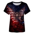 thumbnail image 3 of FASHOFT 4th of July Shirts for Women American Tee USA Red White Blue Top Patriotic Crew Neck T Shirt Red L, 3 of 3