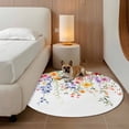 thumbnail image 5 of Area Rug 48in, Spring Colorful Flower on White Floor Carpet Living Room Rug, Watercolor Swirling Leaf Non-Slip Welcome Mat Indoor Rugs for Bedroom Dining Room, 5 of 9