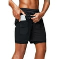 thumbnail image 1 of 2 In 1 Running Shorts with Phone Pocket Gym Workout Quick Dry Mens Shorts 5 Inch, 1 of 7