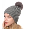 thumbnail image 4 of WITHMOONS Winter Soft Knit Pom Beanie Beads Skull Slouch Hat YZP0082 (Grey), 4 of 6