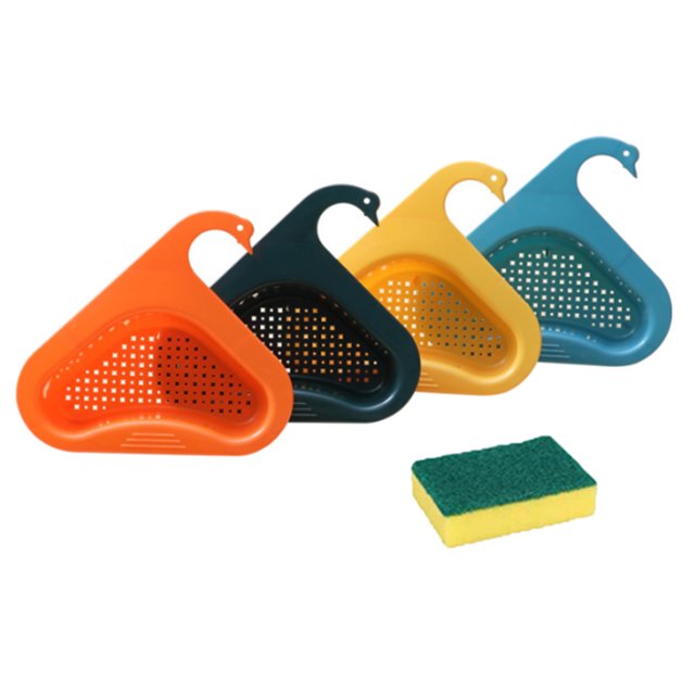 Escurridor de de Cocina de 4 Piezas, Escurridor de Cisne, Colador de de Cocina, Filtro de Triangular de Cocina con 1 Esponja