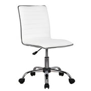 Belleze Ergonomic Low Back Armless Ribbed Swivel Task Office Chair, White