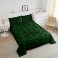 thumbnail image 4 of Black Boho Damask Comforter Set Black Green Baroque Floral Gothic Bedding Set Bohemian Exotic Goth Bedding Comforter Sets Teen Adults Vintage Victorian Flower Bed Set, 4 of 7