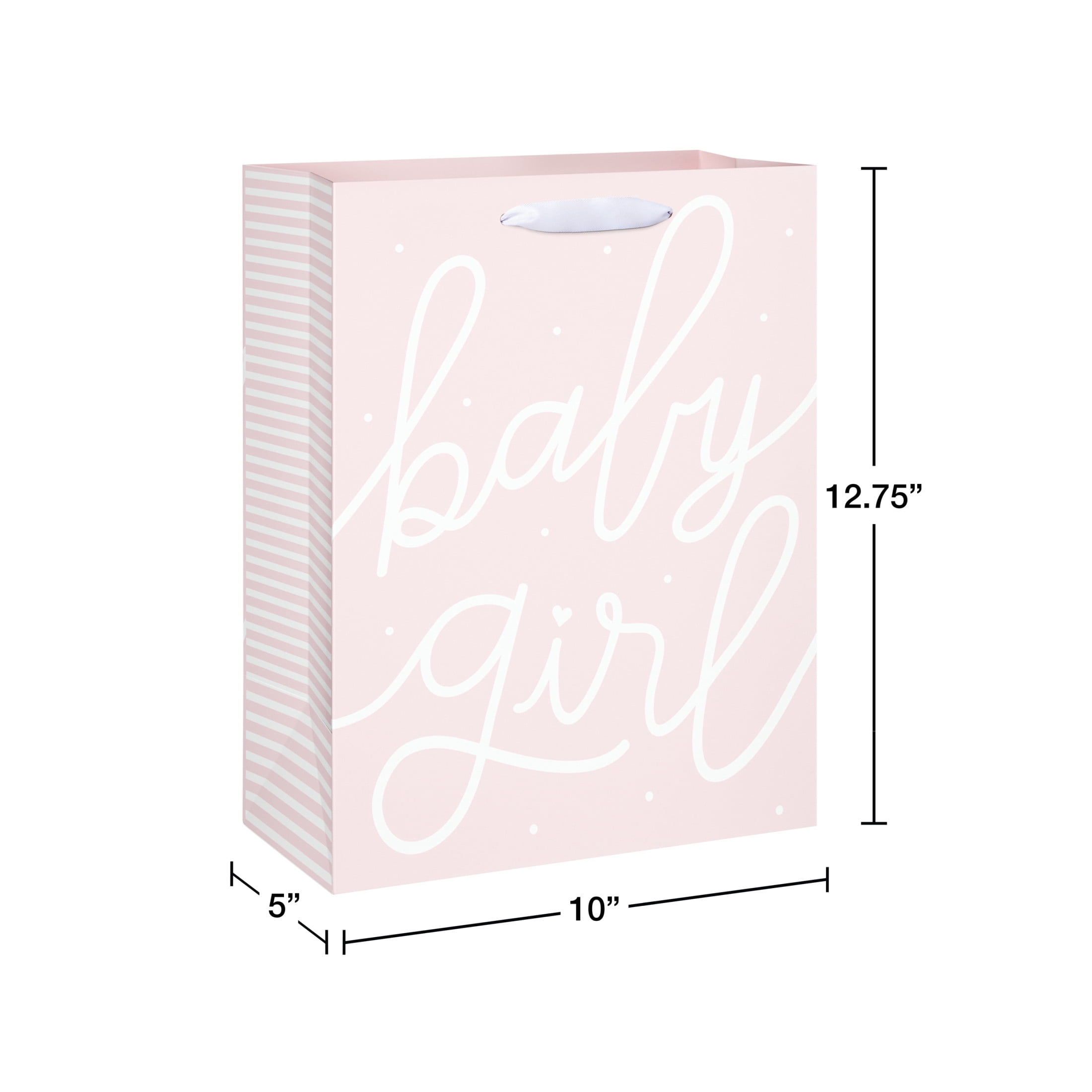 American Greetings 12.75 in. Large Pink Baby Shower Gift Bag, Baby Girl Script (1-Count)