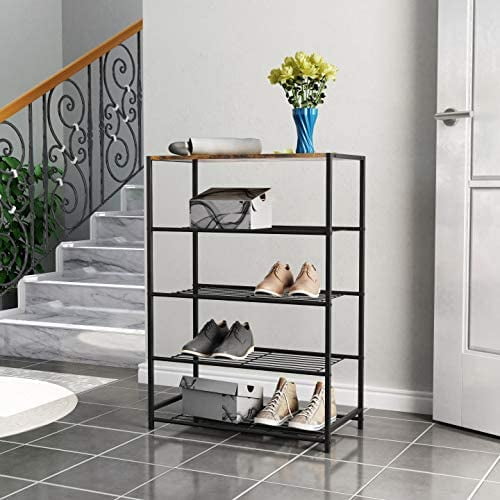 HOMEFORT 3-Tier Shoe Rack, All-Metal Shoe Tower, Shoe Storage Shelf, Large  Surface Shoe Rack for Entryway amd Hallway, Colorado and Brown 