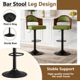thumbnail image 4 of ClinQ Swivel Adjustable Bar Stools Set of 2, PU Leather Upholstered Bar Chairs with Bentwood Backrest and Hydraulic Lift for Kitchen Island, Green, 4 of 9