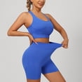 thumbnail image 4 of RFQWOVSR Women 2 Piece Cross Back Workout Set High Support Sports Bra with High Waist Peach Hip Shorts Yoga Outfit M, 4 of 6