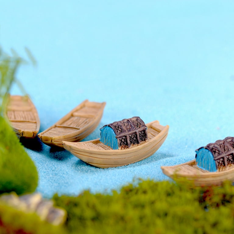 Farfi Resin Fishing Awning Boat Mini Landscape Figurine Garden Ornament  Home Decor (Awning Boat)