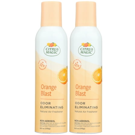 Citrus Magic Odor Eliminating Air Freshener and Room Spray, Orange Blast, 6-Ounce, Pack of 2