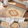 thumbnail image 6 of Vintage Farm Washable Area Rug 2 x 3 ft Orange Flower Bohemian Style Farmhouse , Soft Non Slip Rugs Stain Repellent Indoor Felt Carpet for Living Dining Room Bedroom Home Office, 6 of 9
