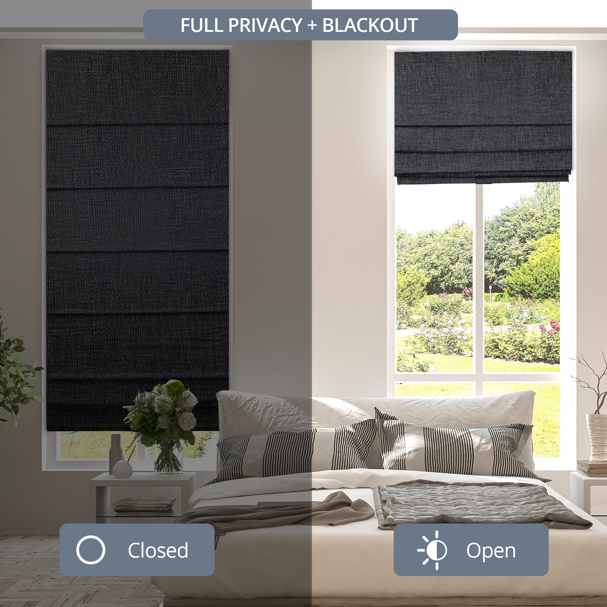Chicology Cordless Roman Shade, Blackout, Lexington Pebble, 35"W X 72"H
