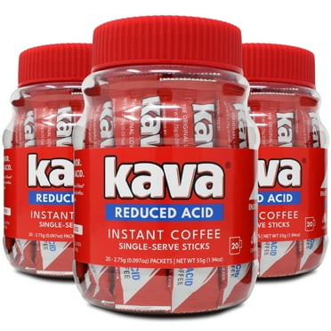 Kava Reduced Acid Instant Coffee Single Serve Stick Packets, 20 Count (Pack of 3)
