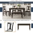 thumbnail image 6 of Churanty Classic 6 Pieces Dining Set Wooden Rectangle Table and 4 Chairs with Bench for Kitchen Dining Room,Espresso, 6 of 11